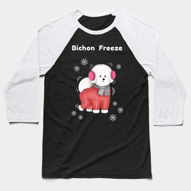 Bichon Freeze Baseball T-Shirt by illucalliart